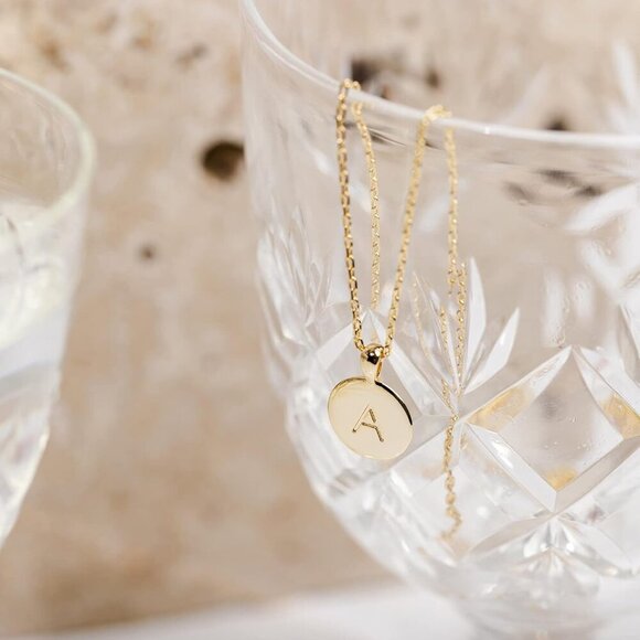 14K Gold Plated Initial Letter Pendant Necklace for Women | Gold Alphabetical In - Picture 2 of 5